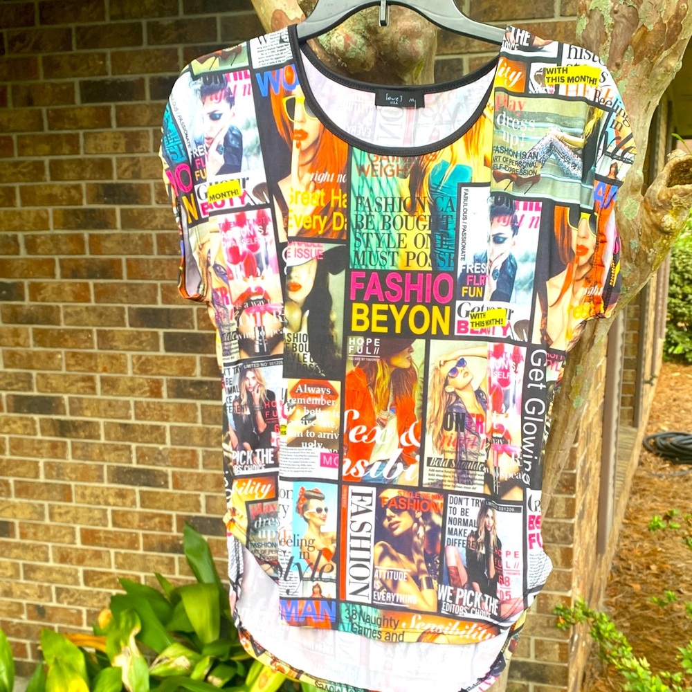 Graphic Magazine Print Tee - Multicolor🖤🍒